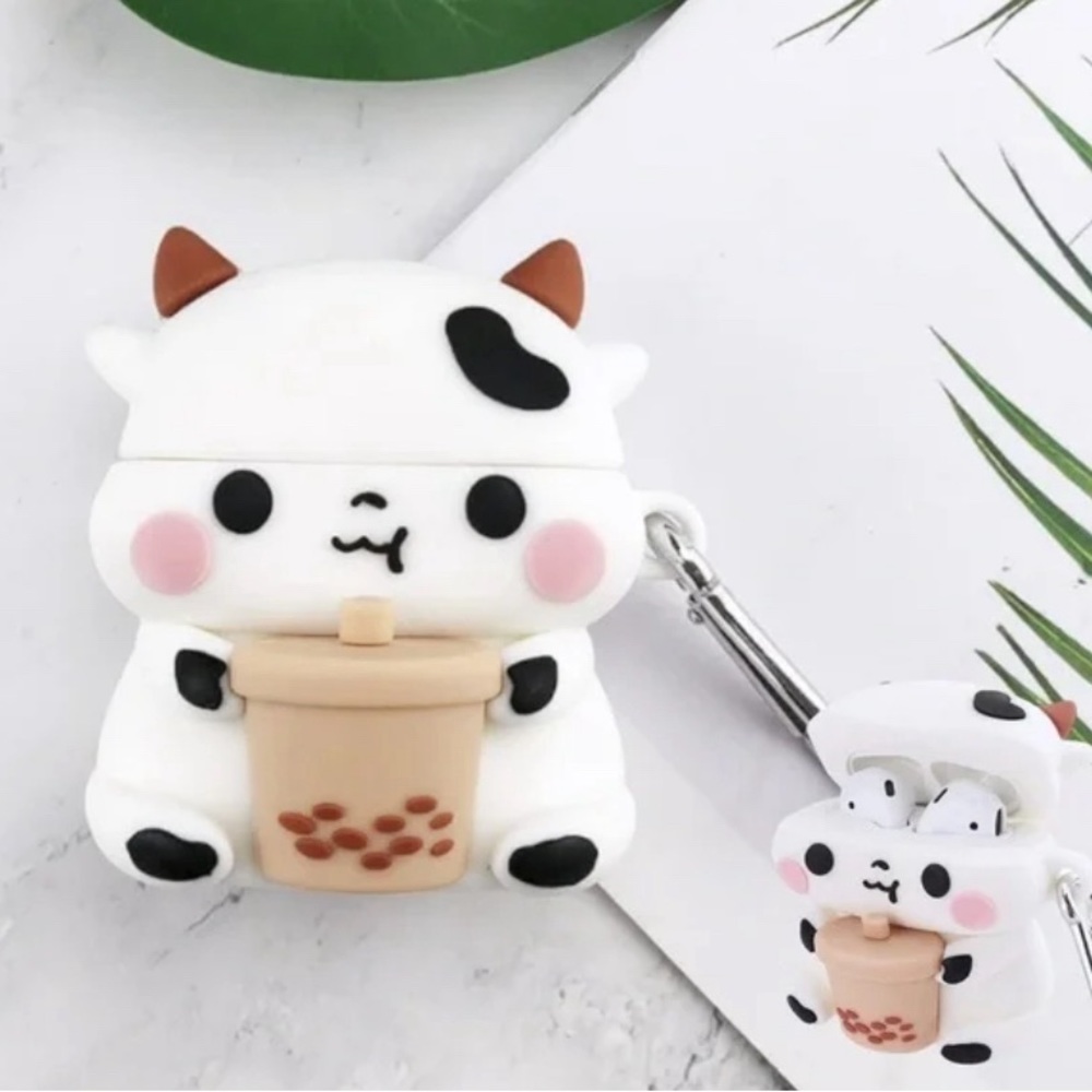 Boba Cow Airpods Case for 1 or 2 Generation Silicone earphone buds new protect*
